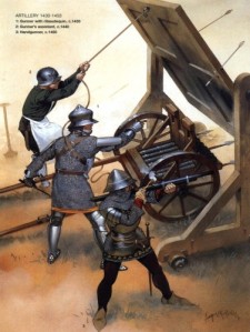 Esta batalla fue la primera en la que las piezas de artillería tendrían un facto clave. La pólvora y estas nuevas armas romperán con el esquema medieval vigente hasta ahora.