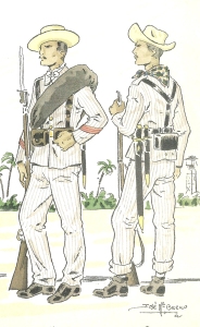 Infantería española durante la Guerra de Cuba (1898). 